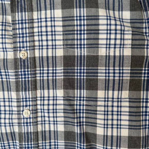 Vince Plaid Button-Up Long-Sleeve Flannel Shirt Blue & Gray Men's Size Medium - Picture 8 of 13